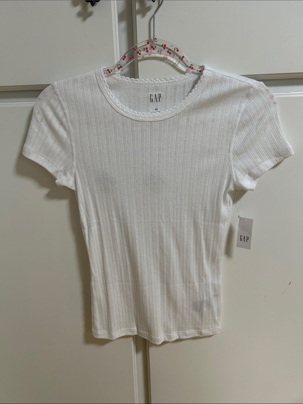 GAP White Ribbed Short Sleeve Crew Tee NWT XS